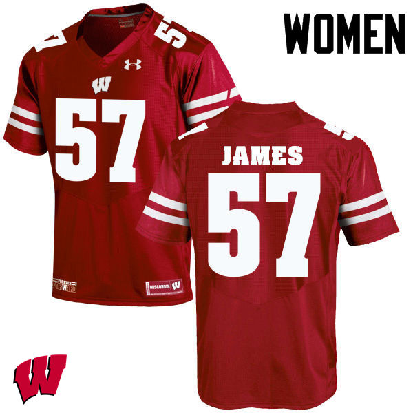 Wisconsin Badgers Women's #57 Alec James NCAA Under Armour Authentic Red College Stitched Football Jersey XO40J84PQ